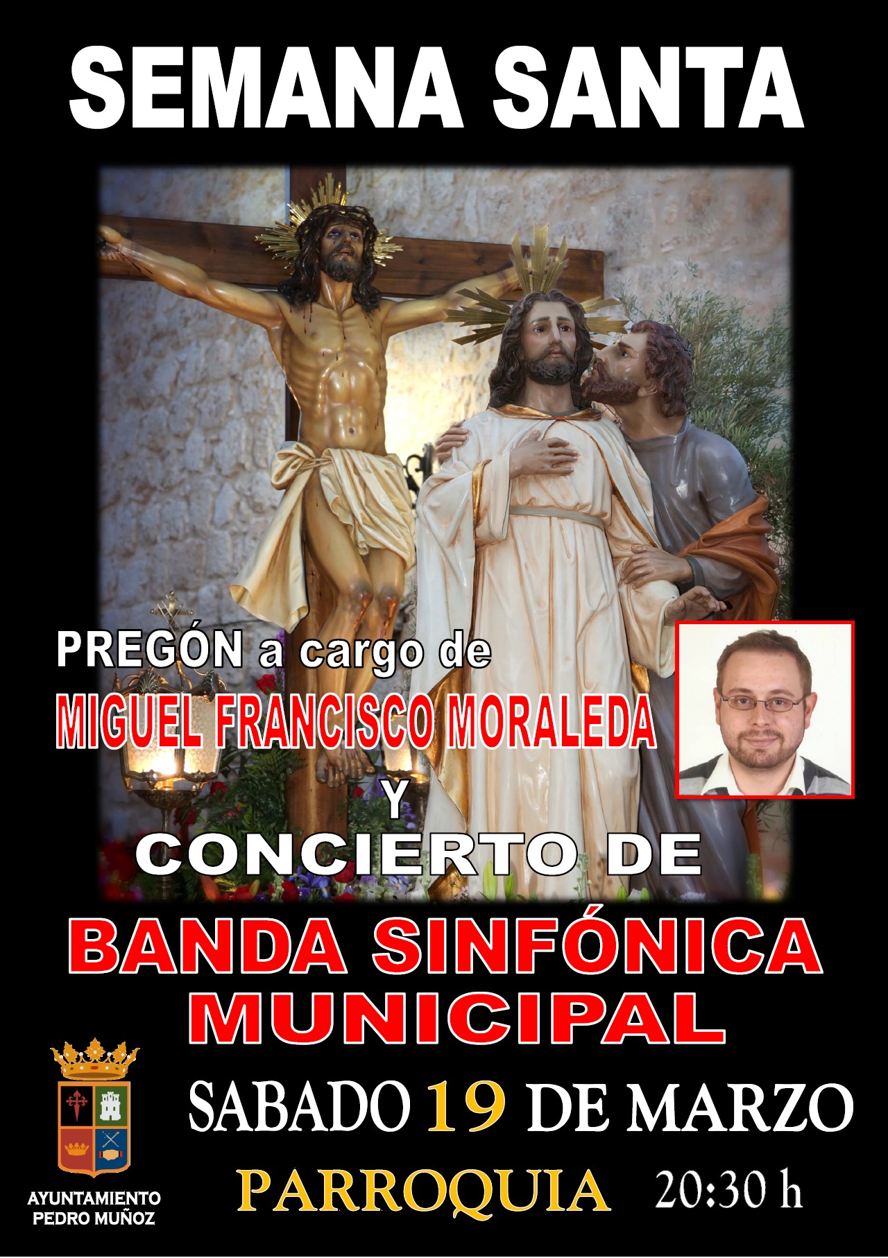 Concierto de Marchas y Pregón de Semana Santa en Pedro Muñoz el sábado 19 de Marzo