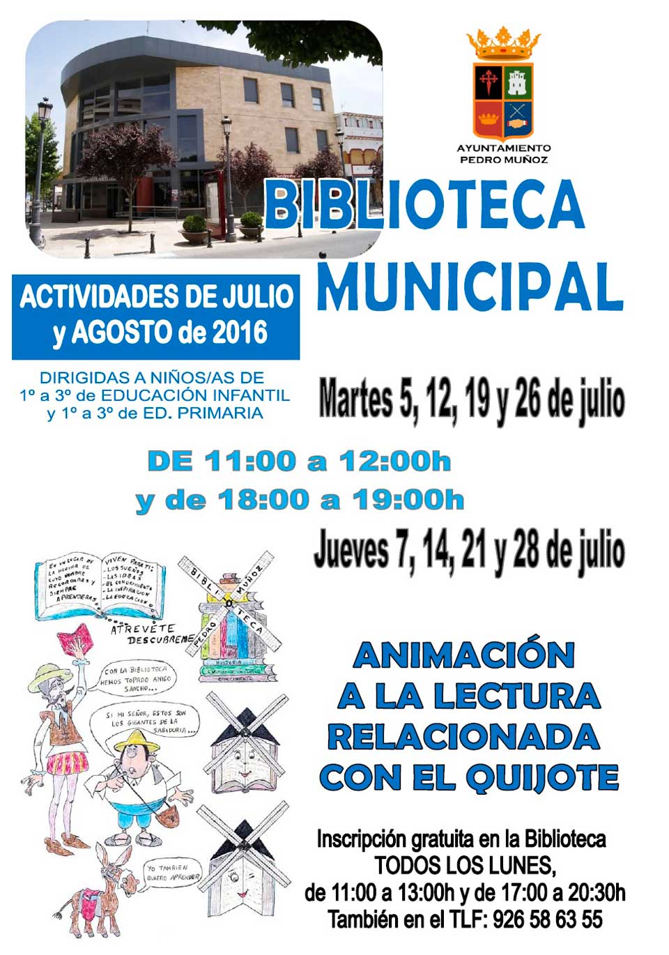 Nuevos talleres de animación a la lectura sobre "El Quijote" en la Biblioteca Municipal de Pedro Muñoz